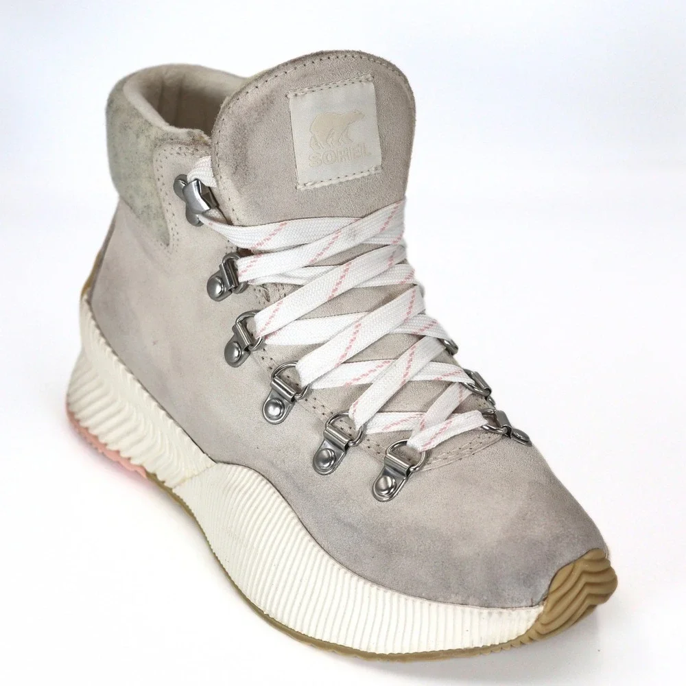 Sorel Out N About III Conquest Women 6.5 Grey Waterproof Suede Hiking Rain Boot